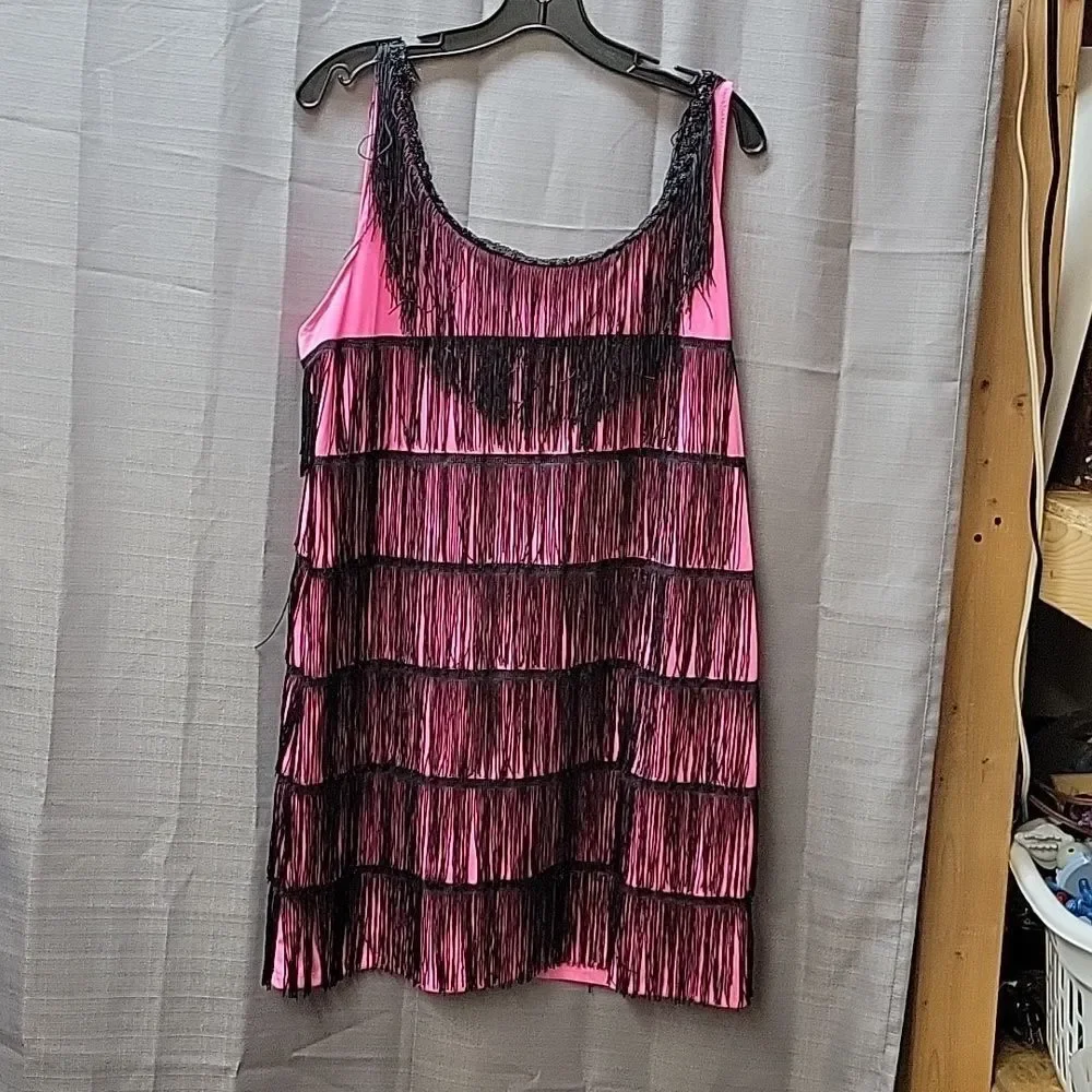 ROARING 20s JAZZY PINK FLAPPER‎ COSTUME  Size M/L 8-12 with EXTRAS!